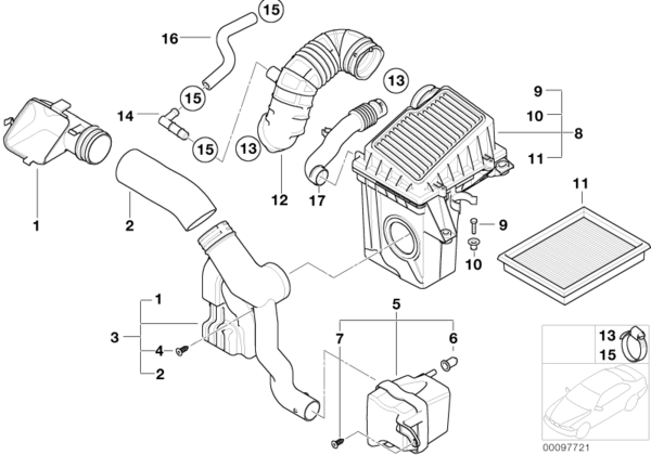 MINI Genuine Intake Silencer Filter Cartridge Rubber Boot
