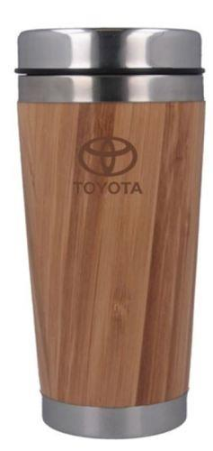 Genuine TOYOTA Logo Branded Stainless Steal Bamboo Flask Travel Mug Wood Effect