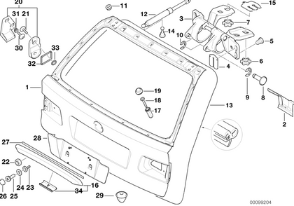 BMW Genuine 2x Trunk Lid Torx Bolt M6x26