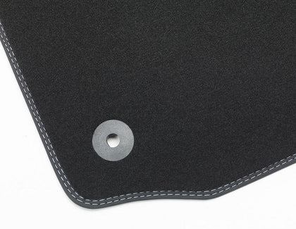 Ford Fiesta Velour Floor Mats front, black with metal grey stitching 11/2012  06/2017