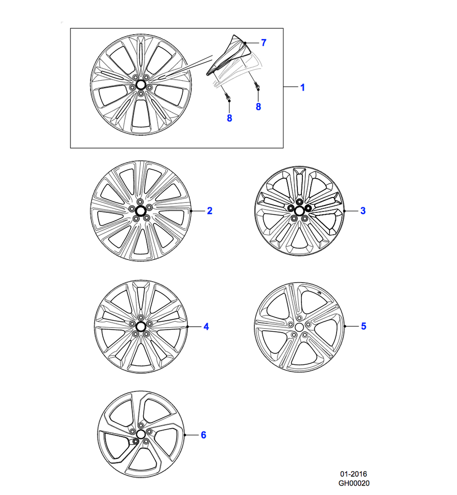 Jaguar Alloy Wheel 22" Double Helix, 10 spoke, with Silver finish and Dark inserts