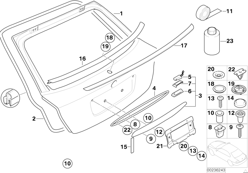 BMW Genuine Rear Window Lower Cover Moulding For Trunk Lid