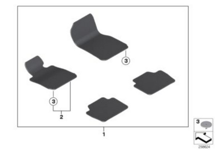 BMW Genuine 1x Front Right Floor Mat Velour Carpet Anthracite O/S