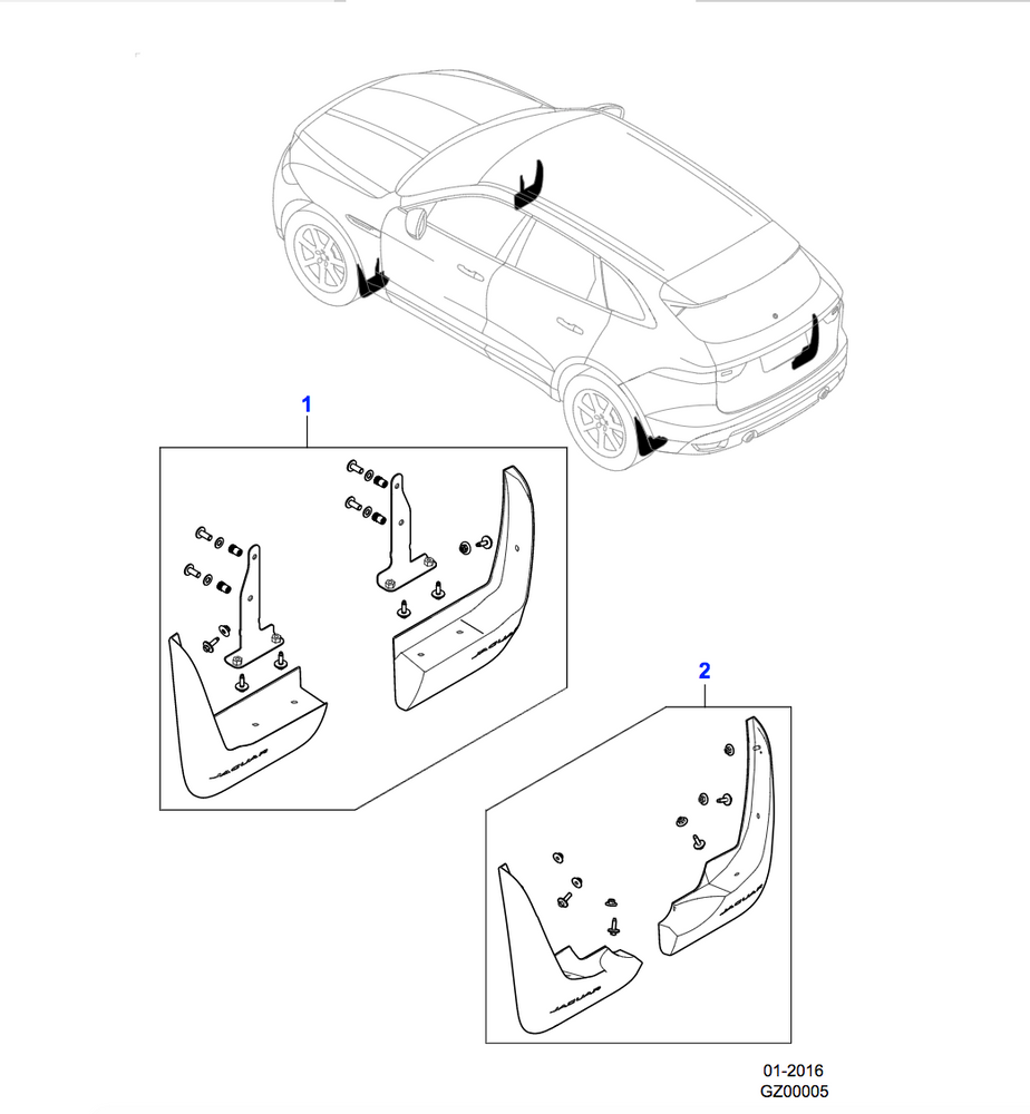 Jaguar Mudflaps Rear