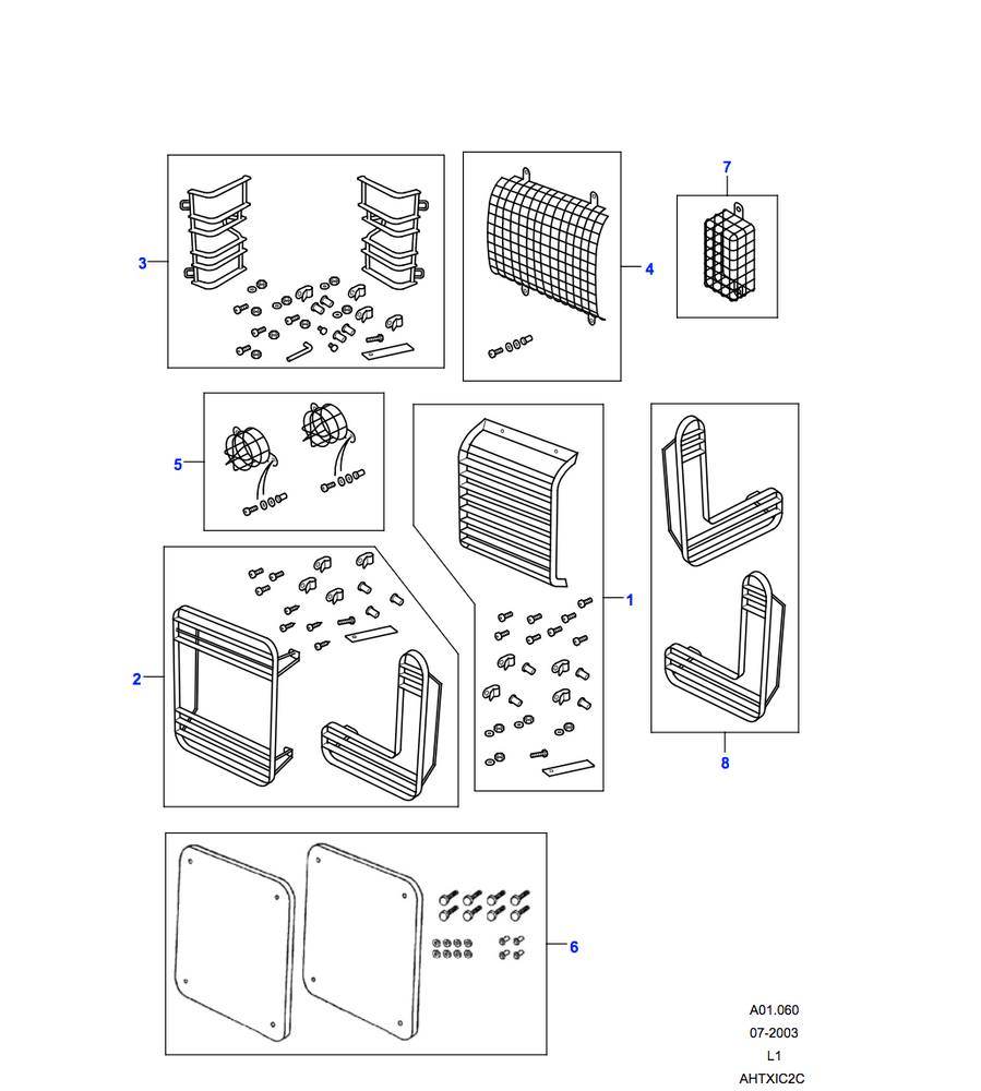 Land Rover Lamp Guard - Hinged, Rear, with Door Mounted Spare Wheel