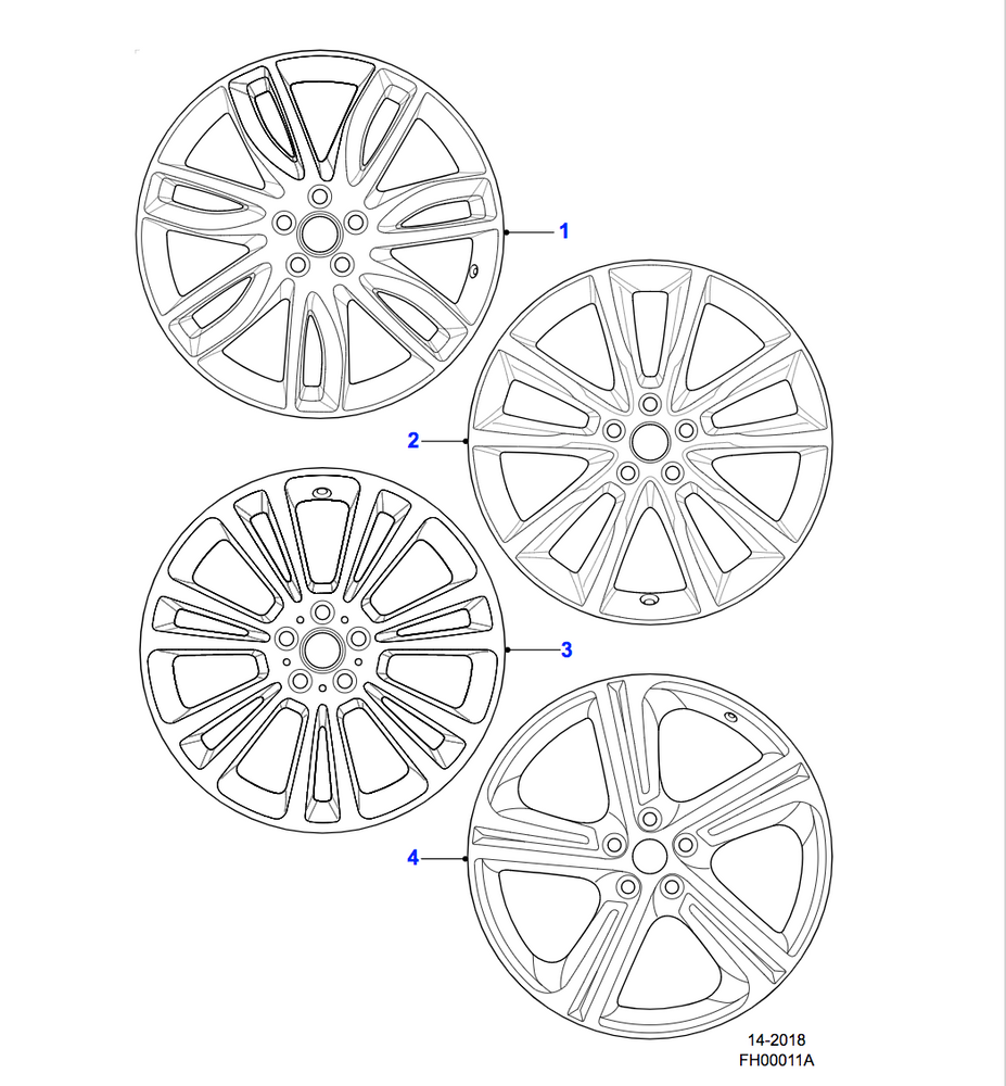 Jaguar Alloy Wheel 19" Style 7012, 7 split spoke, Silver
