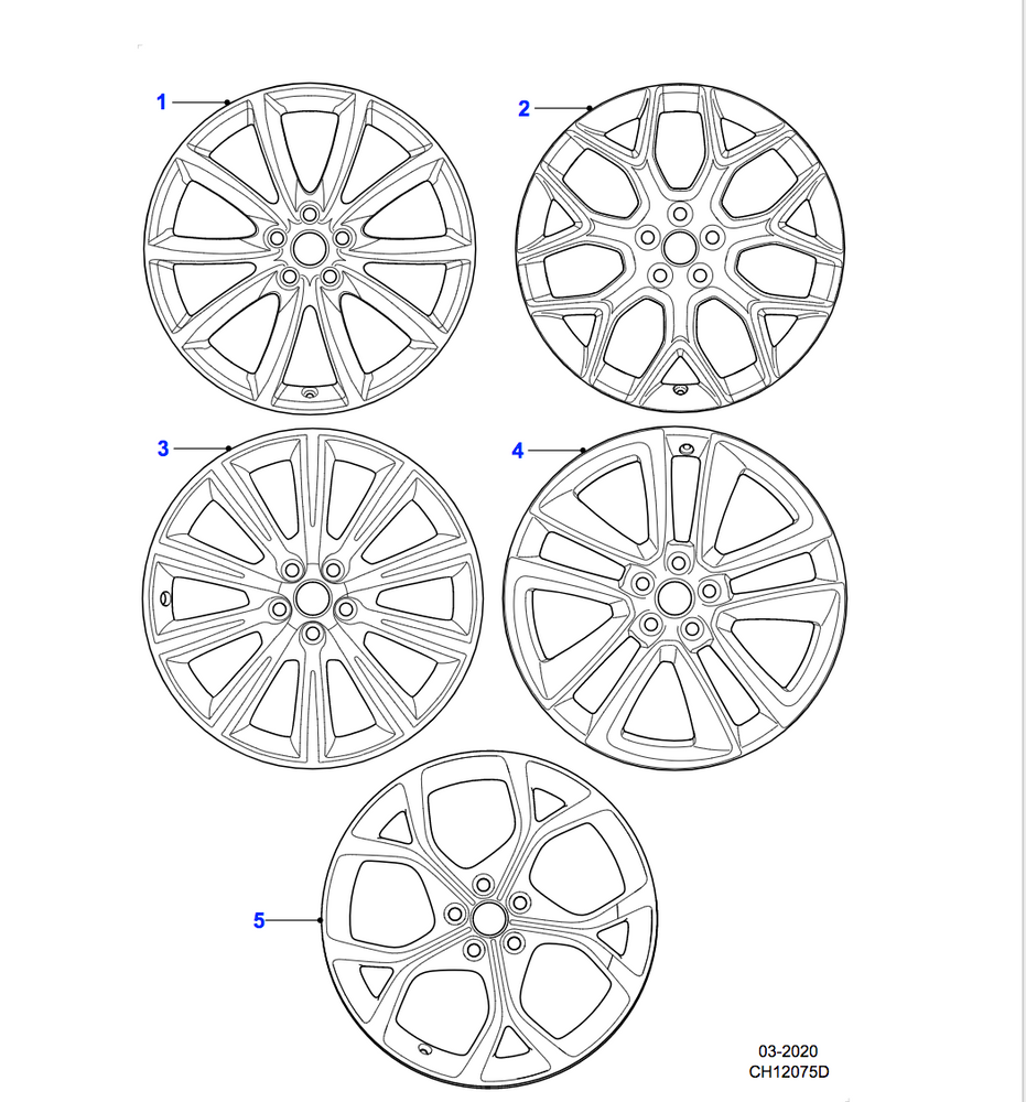 Jaguar Alloy Wheel 19" Style 7013, 7 split spoke, Black, Rear