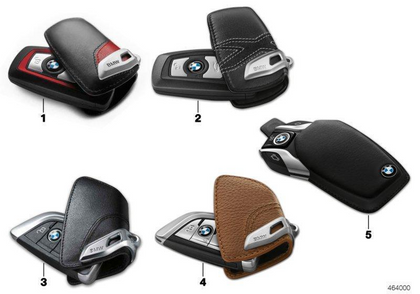 BMW Genuine Key Fob Case With Stainless Steel Chrome Clip Mocha