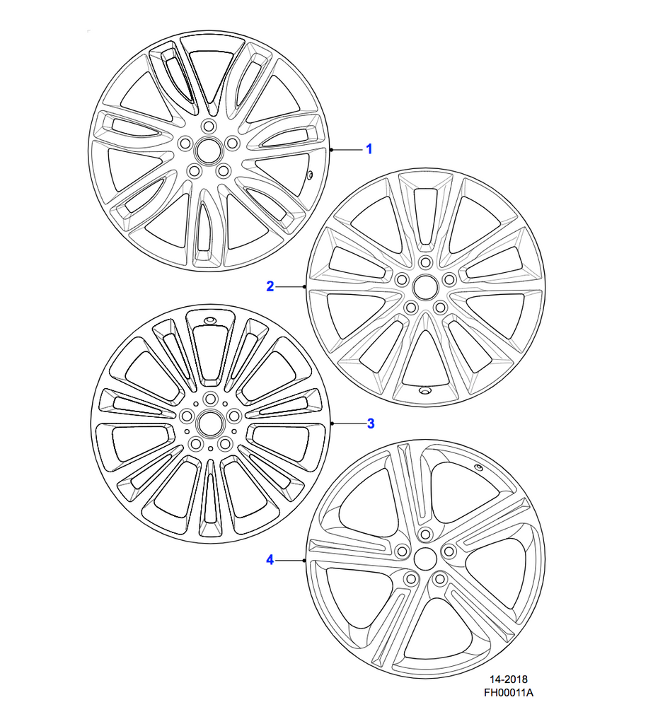 Jaguar Alloy Wheel 18" Style 5033, 5 split spoke, Contrast Diamond Turned finish