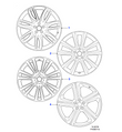 Jaguar Alloy Wheel 18" Style 5033, 5 split spoke, Contrast Diamond Turned finish