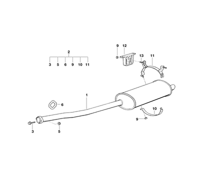 BMW Genuine Exhaust Silencer/Muffler Mounting Parts Set