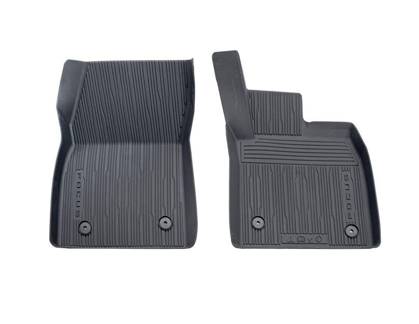 Focus Rubber Floor Mats in tray style with raised edges, front, black 04/2018 – manual transmission