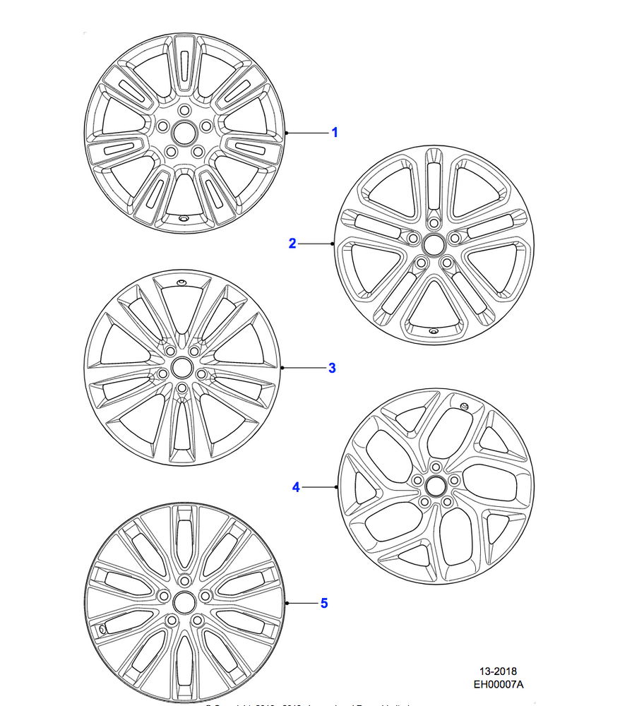 Jaguar Alloy Wheel 18" Style 1049, 10 split spoke, Gloss Black Diamond Turned finish