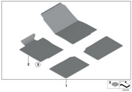BMW Genuine 1x Front Right Floor Mat Velour Carpet Anthracite O/S