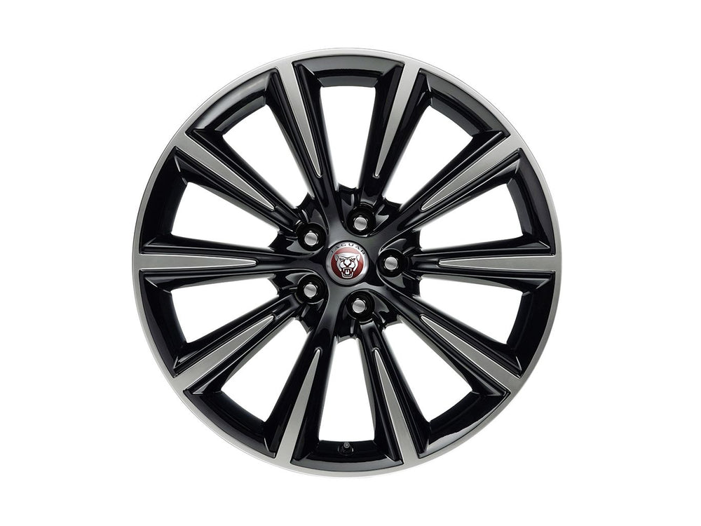 Jaguar Alloy Wheel 19" Style 1026, 10 spoke, Gloss Black Diamond Turned finish, Front