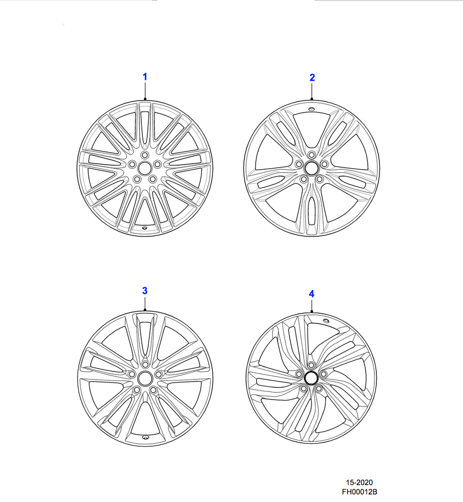 Jaguar Alloy Wheel 20" Style 5036, 5 split spoke, Satin Dark Grey Diamond Turned finish