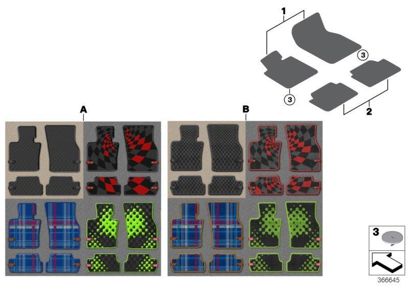 MINI Genuine All Weather Floor Mats Essential Black Rear