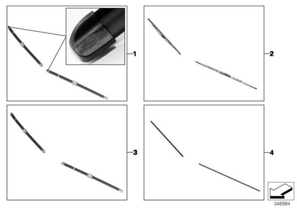 MINI Genuine Front Windscreen Standard Metal Wiper Blades Set