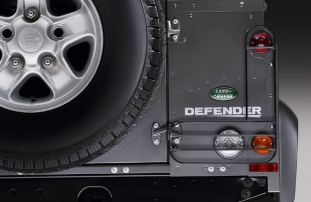 Land Rover Lamp Guard - Hinged, Rear, with Door Mounted Spare Wheel