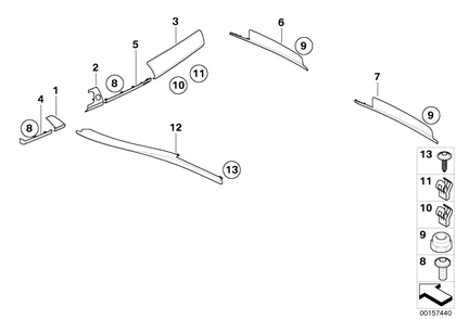 BMW Genuine Centre Console Decorative Strip Aluminum O/S