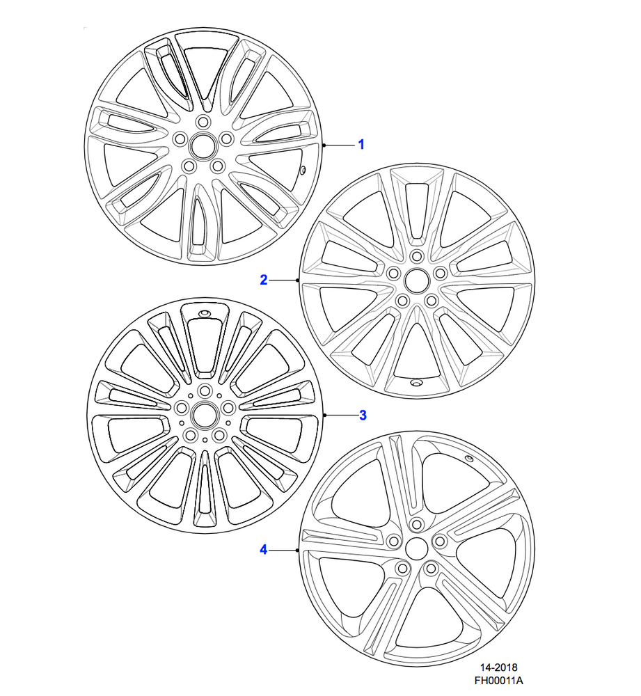 Jaguar Alloy Wheel 20" Style 5031, 5 split spoke, Gloss Dark Grey Diamond Turned finish