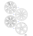 Jaguar Alloy Wheel 20" Style 5031, 5 split spoke, Gloss Dark Grey Diamond Turned finish