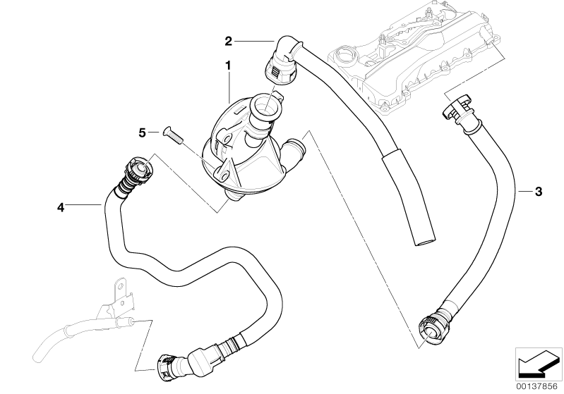 BMW Genuine Crankcase Breather Vent Hose Pipe