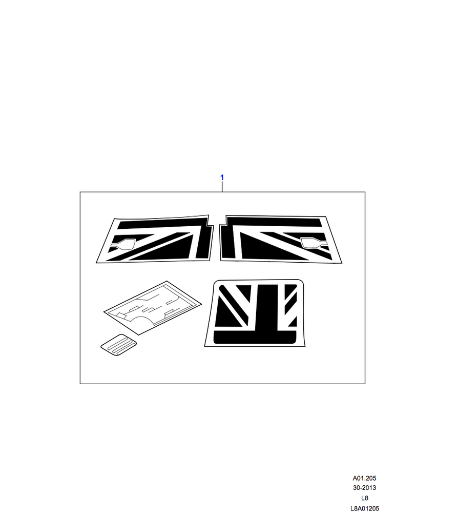Land Rover Union Flag Decals - Santorini Black