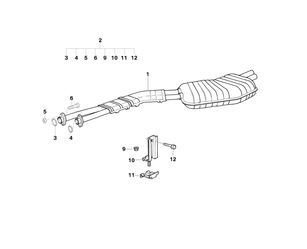 BMW Genuine Exhaust Silencer/Muffler Mounting Parts Set