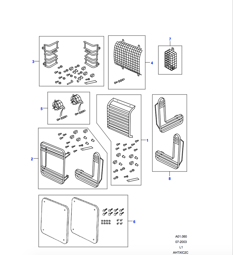 Land Rover Lamp Guard - Hinged, Front, without Headlamp Power Wash