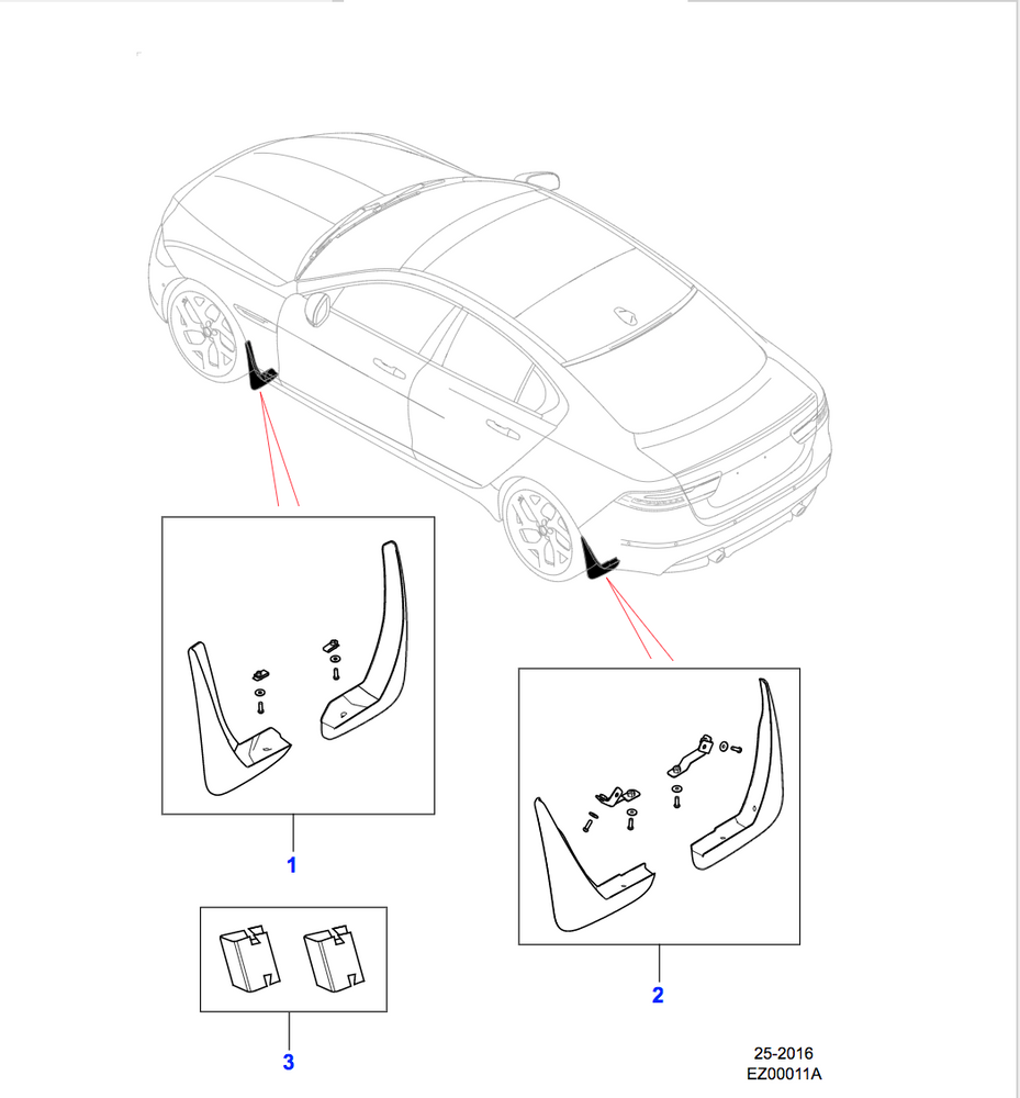 Jaguar Mudflaps Rear, Pre 20MY