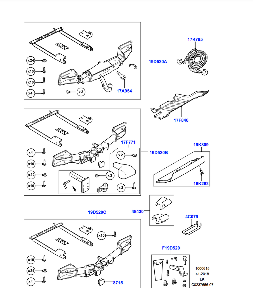 Land Rover Towing System - Multi - Height Tow Bar/Towing Receiver NAS/Australia, Tow Eye Cover, 18MY onwards