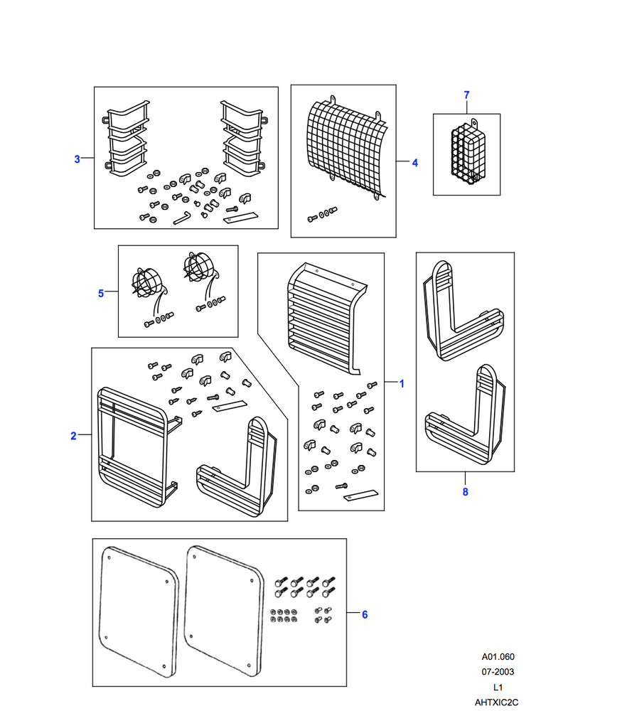 Land Rover Lamp Guard - Fixed, Front, Single Lamp, 90 and 110