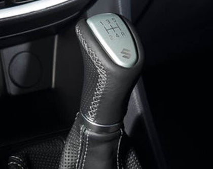 Suzuki Leather Gear Shift Knob - Black And Silver (5 speed)