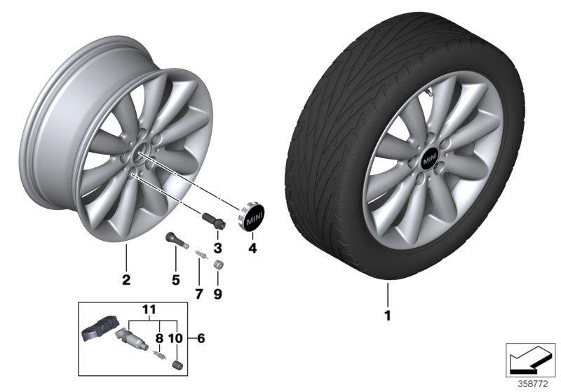 MINI Genuine 17" Light Alloy Rim Cosmos Spoke Black