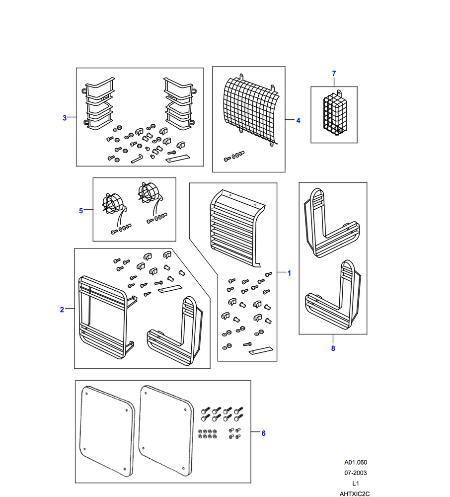 Land Rover Lamp Guard - Hinged, Rear, without Door Mounted Spare Wheel