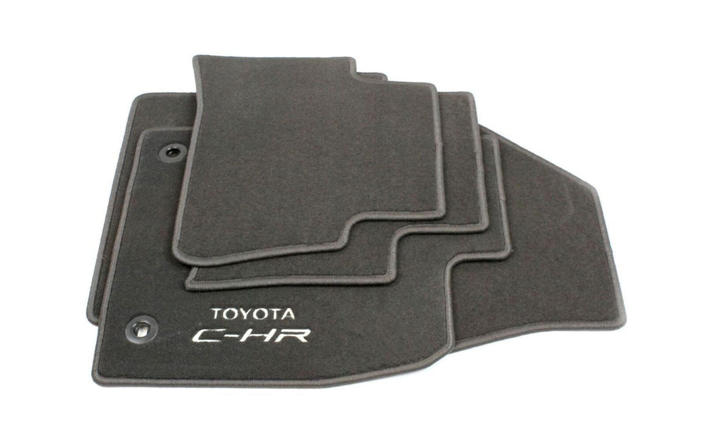 Toyota Front & Rear Carpet Floor Mats Black W/Logo -C-HR Hybrid 2WD