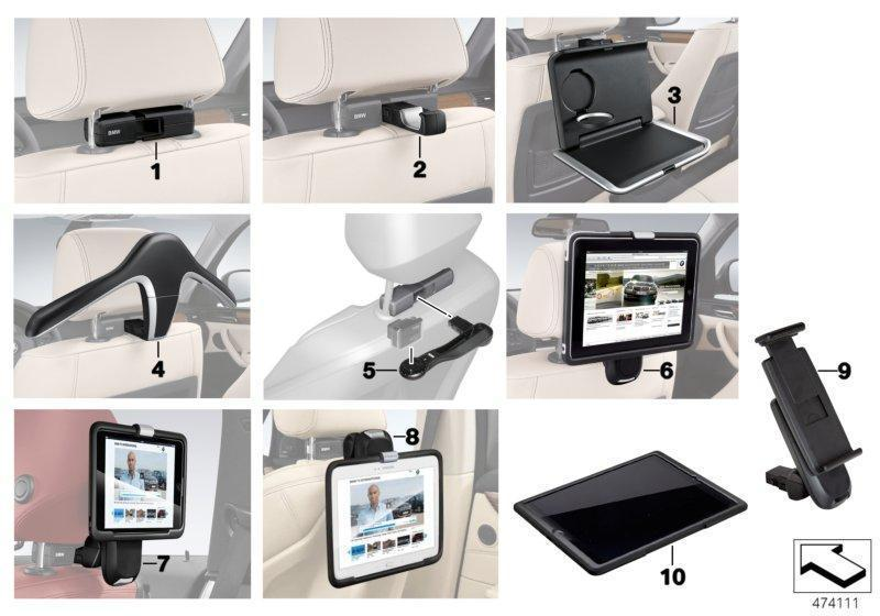 BMW Genuine Car Headrest Folding Table TrayRack Holder Black