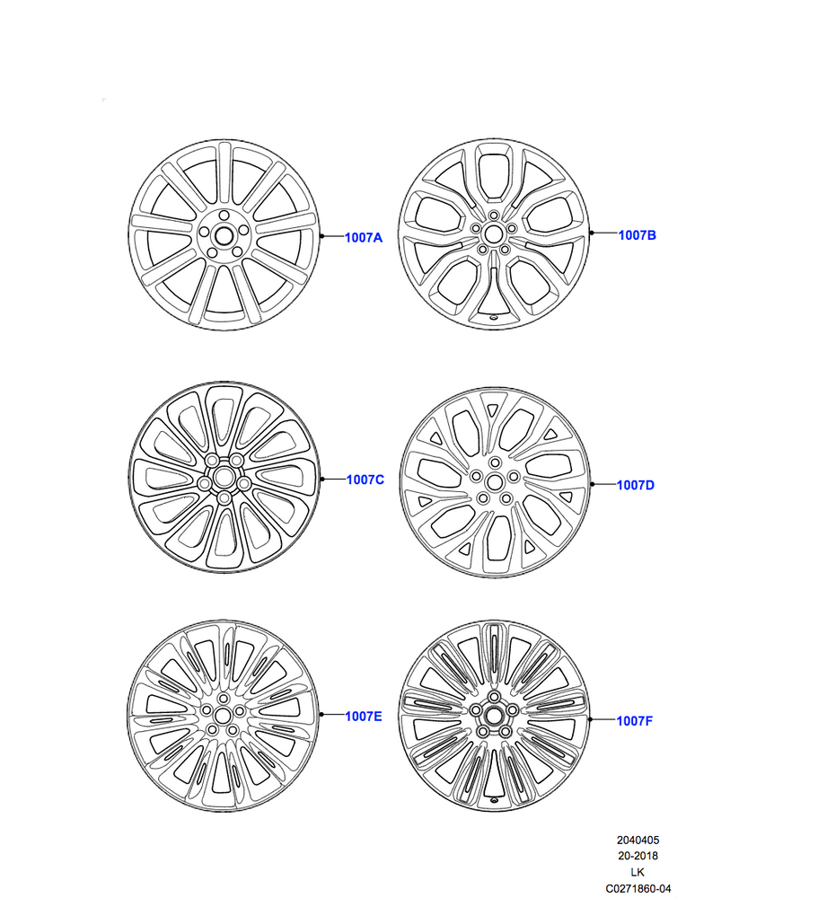 Land Rover Alloy Wheel - 22" Style 9012, 9 split - spoke, Gloss Black