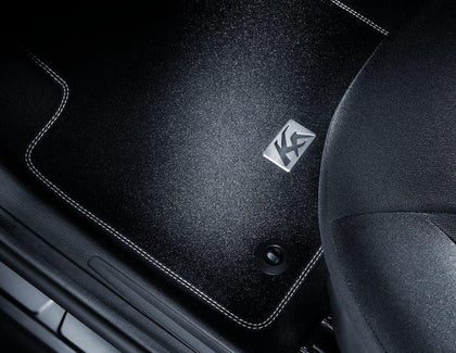 Ford Ka Velour Floor Mats front, black with silver double stitching 09/2008  05/2016