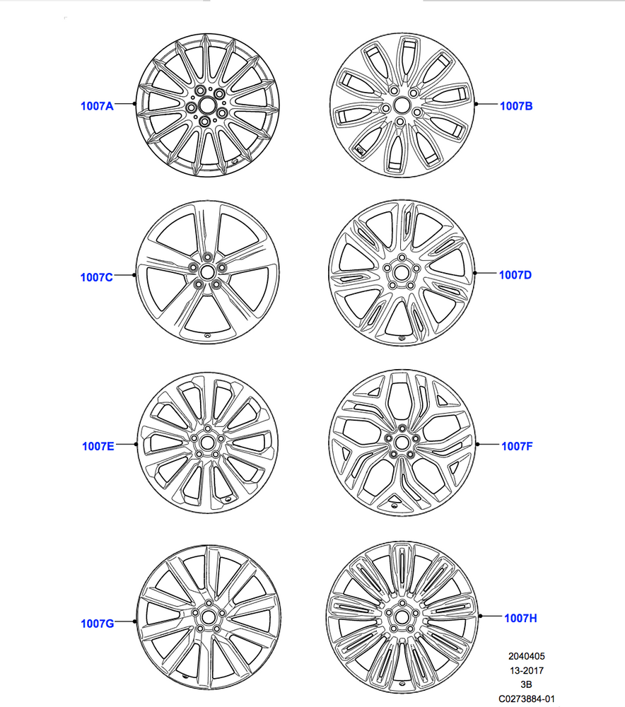 Land Rover Alloy Wheel - 20" Style 1032, 10 spoke, Diamond Turned finish