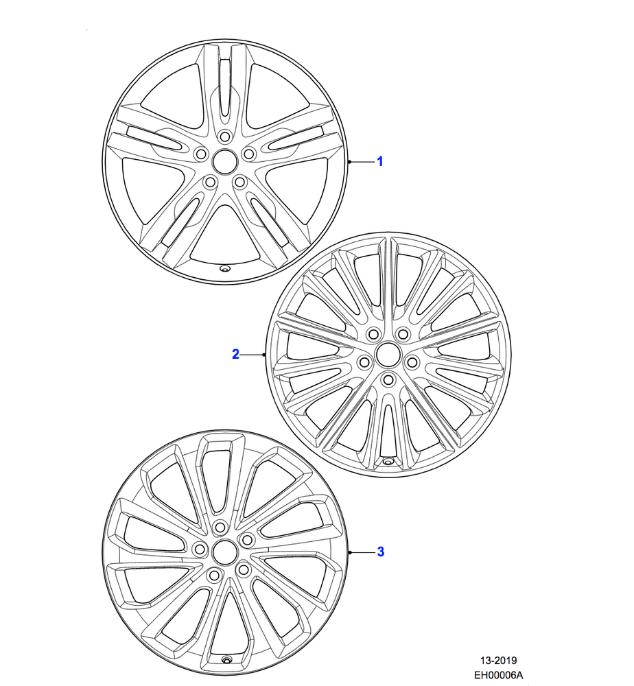 Jaguar Alloy Wheel 19" Style 1015, 15 spoke, Silver, Front