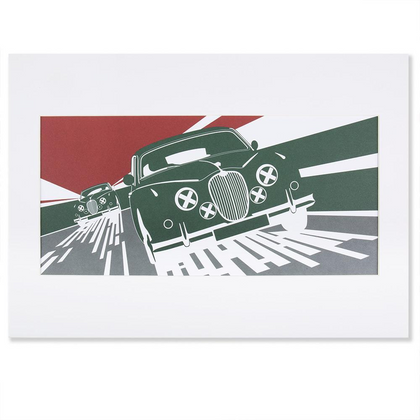 Jaguar Heritage Art Print - Green and Red
