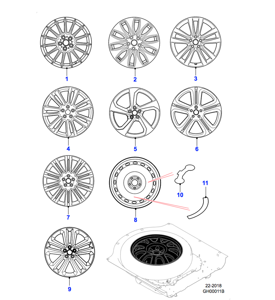 Jaguar Alloy Wheel 20" Templar, 5 twin spoke, with Silver finish