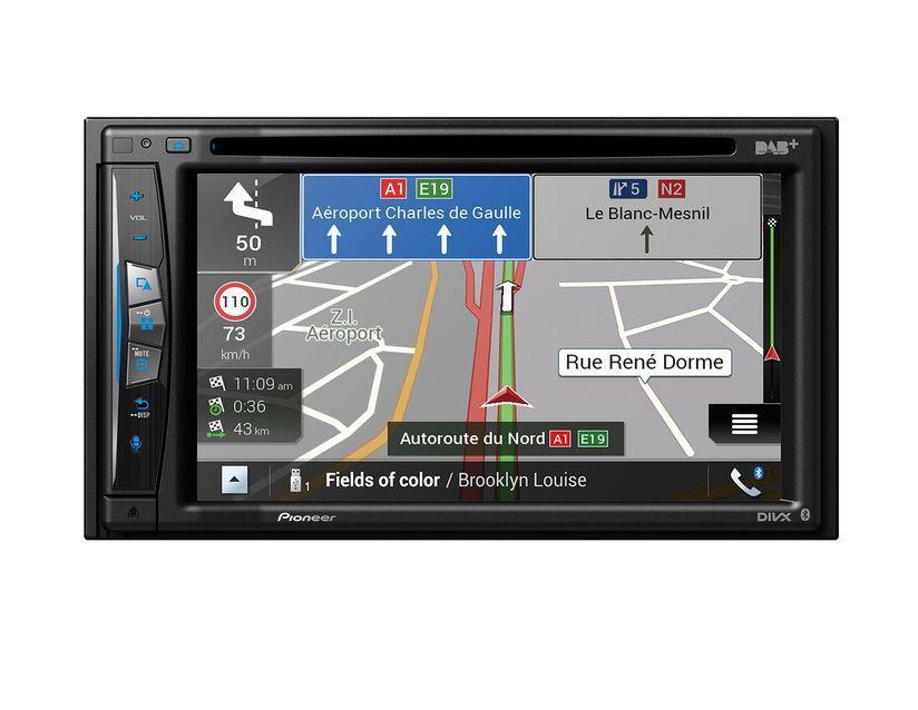 Ford Pioneer* Multimedia Navigation AVIC-F9880DAB. Replacement airbag indicator additionally required for installation. Airbag indicator will be relocated when 2-DIN bezel is fitted to vehicle's dashboard.