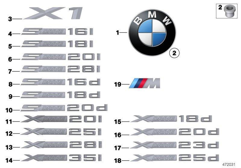 Genuine BMW Lettering Badge Emblem X1
