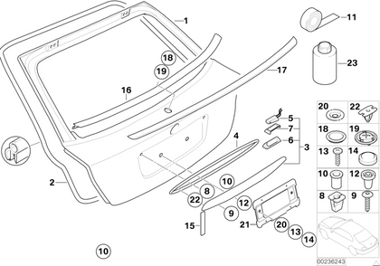 BMW Genuine Rear Window Lower Cover Moulding For Trunk Lid