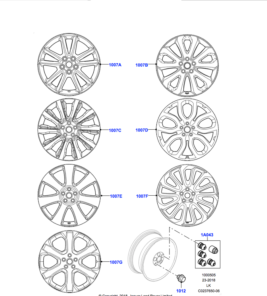 Land Rover Alloy Wheel - 22" Style 6001, 6 spoke, Diamond Turned finish