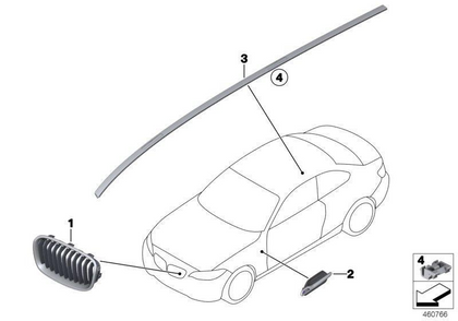 BMW Genuine Front Radiator Grille Basis Right O/S Black