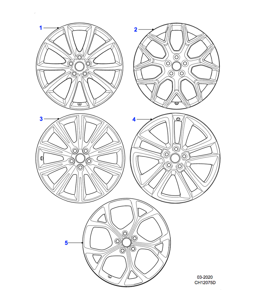 Jaguar Alloy Wheel 19" Style 7013, 7 split spoke, Front